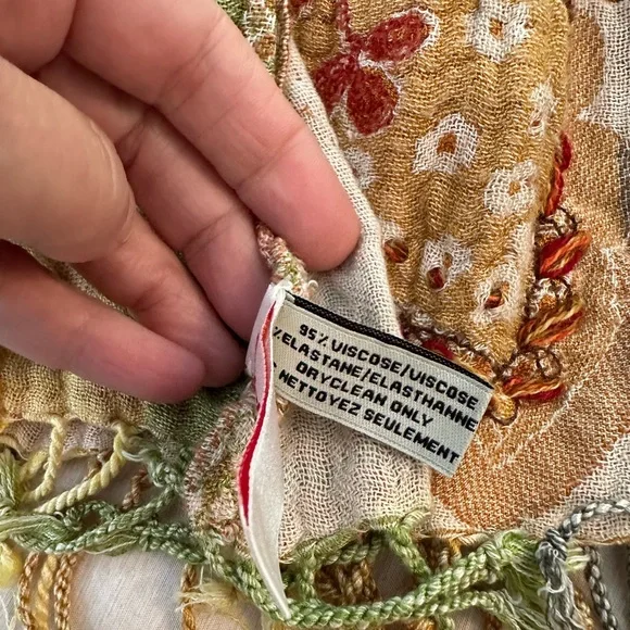 Anthropologie x Vismaya Boho Embroidered Scarf/Wrap, EUC - Picture 6 of 9